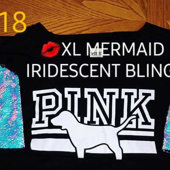 EXTREMELY RARE HTF VS PINK EXTRA LARGE MERMAID IRIDESCENT BLING GORGEOUS SHIRT - Picture 4 of 11